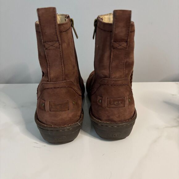 Ugg Australia Women Neevah Women Round Toe Leather Ankle Boot Dark Brown Size 8 - Picture 3 of 10